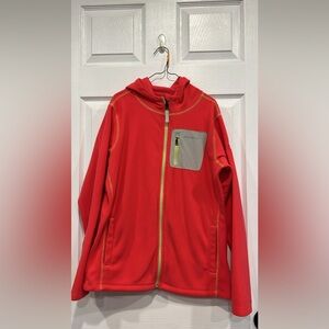 Eddie Bauer Vibrant Orange Kids fleece hoodie jacket size 12. Line new.
